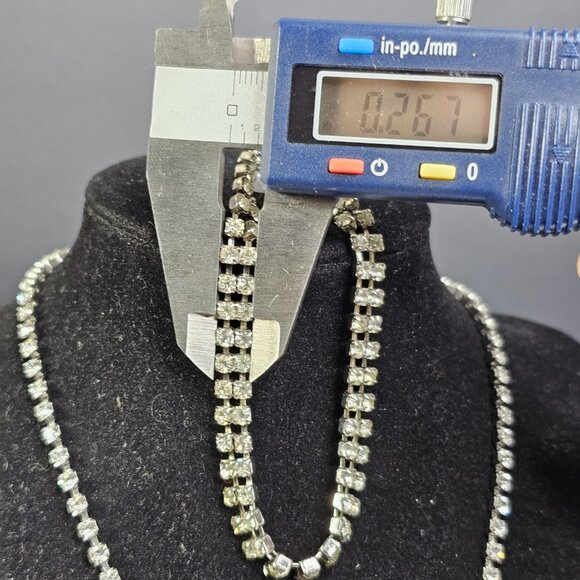 Vintage Rhinestone Necklace With Matching Tennis Bracelet. - Picture 5 of 13